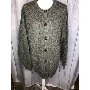 INIS CRAFTS IRELAND Cable knit Cardigan Sweater XL